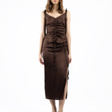 Elleme - Silk Midi Skirt Brown