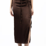 Elleme - Silk Midi Skirt Brown