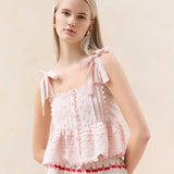 Roeffler Randall - Suzie Pink Embroidered Flutter Tank