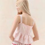 Roeffler Randall - Suzie Pink Embroidered Flutter Tank