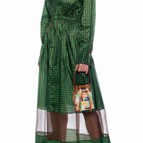 Fendi Green and Brown Silk Checked Maxi Dress with Logo Buttons Size IT 42 (UK 10) RRP £2,250