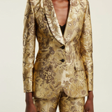 Dolce & Gabbana Metallic Gold Floral Brocade Blazer Jacket Size IT 46 (UK 14)