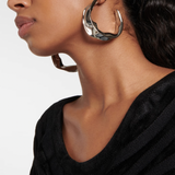 Alaïa Fluide Drop Hoop Earrings in Silver