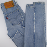 Vetements Blue Distressed High Waist Straight Leg Jeans Size XS (UK 6)