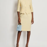 Yves Saint Laurent Pastel Yellow, Pink and Blue Tweed Jacket and Skirt Set Detail Size FR 36 (UK 8)