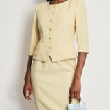 Yves Saint Laurent Pastel Yellow, Pink and Blue Tweed Jacket and Skirt Set Detail Size FR 36 (UK 8)