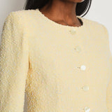 Yves Saint Laurent Pastel Yellow, Pink and Blue Tweed Jacket and Skirt Set Detail Size FR 36 (UK 8)