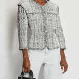 Chanel White and Black Runway Tweed Jacket with Pearl Detail FR 42 (UK 14)