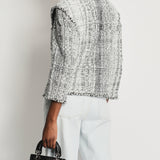 Chanel White and Black Runway Tweed Jacket with Pearl Detail FR 42 (UK 14)