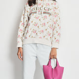 Gucci Ivory Floral Oversized Hoodie with Logo Print Size S (UK 8)