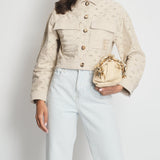 Ermanno Scervino Beige Cropped Embroidered Jacket with Logo Detail Size IT 40 (UK 8)