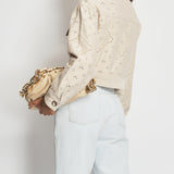 Ermanno Scervino Beige Cropped Embroidered Jacket with Logo Detail Size IT 40 (UK 8)