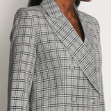 Zimmermann Grey, Black Check Double Breasted Jacket and Tailored Belted Trousers Set Size 0 (UK 6)