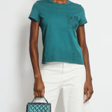 Hermès Teal T-Shirt with Crochet H Pocket Detail Size FR 38 (UK 10)