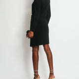 Elie Saab Black Long Sleeve Midi Dress with Cut-Out and ES Silver Buckle Detail FR 42 (UK 14)