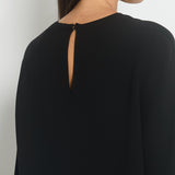 Valentino Black Round Neck Midi Dress with Cropped Sleeve Detail IT 42 (UK 10)