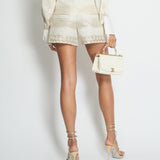 Giambattista Valli Beige Pleated High-Waist Shorts with Gold Detail IT 38 (UK 6)