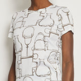 Hermès White Saddle Printed T-Shirt Size FR 38 (UK 10)