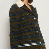 Chanel Runway 2020 Cashmere Striped Long Sleeve Jacket with Sequin Embellishment Detail FR 34 (UK 6)