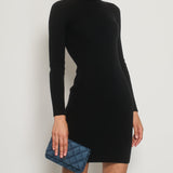 Alaïa Black Ribbed High-Neck Long Sleeve Midi Dress FR 36 (UK 6)