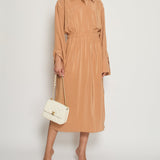 Fendi Brown Long Sleeve Midi Dress with Ruched Waist Detail IT 42 (UK 10)