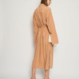 Fendi Brown Long Sleeve Midi Dress with Ruched Waist Detail IT 42 (UK 10)