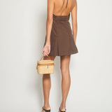 Miu Miu Brown Halter Neck Mini Dress with Gold Belt Detail Size IT 42 (UK 10)