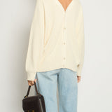 Hermès Cream Rib Knit Long Sleeve V-Neck Cardigan with Front and Back Buttons Size FR 40 (UK 12)