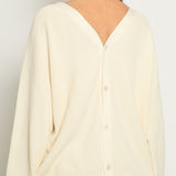 Hermès Cream Rib Knit Long Sleeve V-Neck Cardigan with Front and Back Buttons Size FR 40 (UK 12)