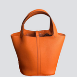 Hermès Picotin Bag 22cm in Orange Clemence Leather with Palladium Hardware