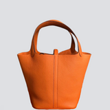 Hermès Picotin Bag 22cm in Orange Clemence Leather with Palladium Hardware