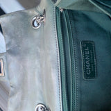 Chanel Patent Leather Olive Green Classic Flap With Silver Hardware