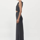 St. Agni - Soft Silk Cut Out Dress - Washed Black