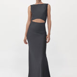 St. Agni - Soft Silk Cut Out Dress - Washed Black