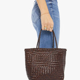 Mother - Basket Case Mini Leather Bag - Marrone Scuro