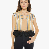 Mother - Alix Of Bohemia Nehru Stripe Fringe Top - Ivory Sun