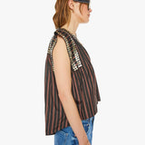 Mother - Alix Of Bohemia Nehru Stripe Coin Top - Clove