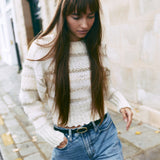 FRAME - Textured Stripe Sweater -- Cream Multi