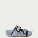 Roeffler Randall - Theo Blue Raffia Footbed Sandal