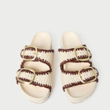 Roeffler Randall - Theo Cream Raffia Footbed Sandal