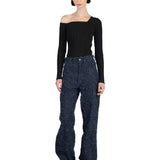 Elleme - Cargo Pants Fluffy Denim Dark Blue