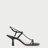 Roeffler Randall - Triana Black Leather Mid-Heel Sandal