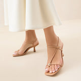 Roeffler Randall - Triana Dune Leather Mid-Heel Sandal