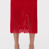 Herve Leger - TEXTURED CHENILLE S/L FRINGE MIDI DRESS