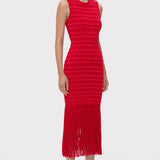 Herve Leger - TEXTURED CHENILLE S/L FRINGE MIDI DRESS