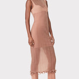 Herve Leger - SHEER LAYERED MIDI DRESS WITH RUFFLE