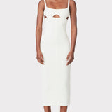 Herve Leger - TEXTURED SHEER CUT OUT MIDI DRESS