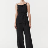 St. Agni - Textured Silk Pants - Black