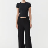 St. Agni - Textured Silk Pants - Black