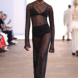 GABRIELA HEARST - Xavier Crochet Maxi Dress in Black Beaded Cashmere